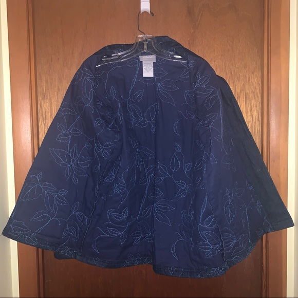 Women’s M BLAIR Dark Denim Quilted Jacket Polyester Filled Button Up EXC TRENDY - Picture 3 of 9